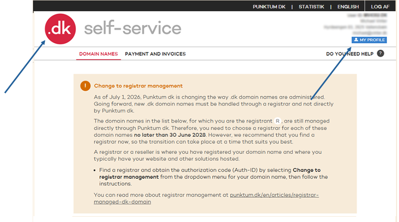 Frontpage og self-service