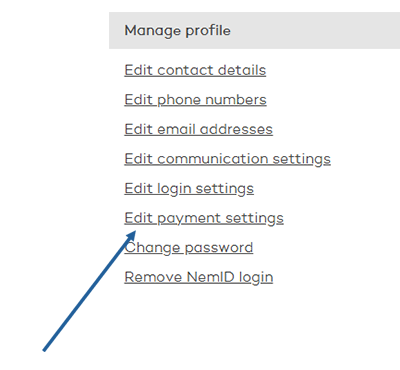 Edit payment settings