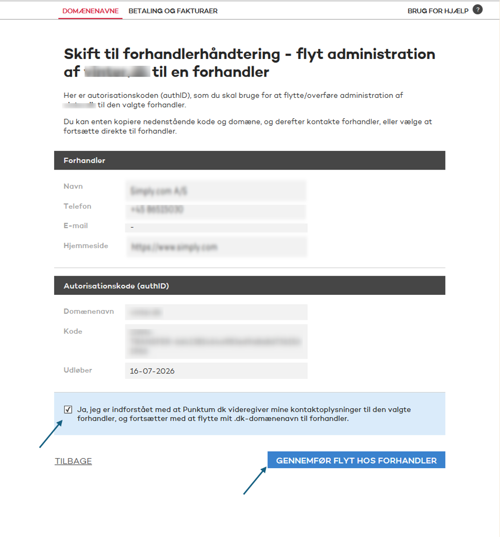 Skift til forhandlerhåndtering